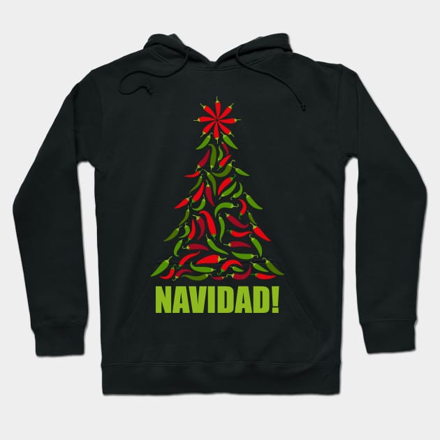 Red and Green Chile Navidad Tree Hoodie by NeddyBetty